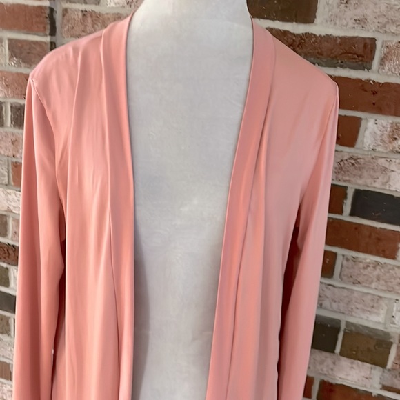 DUSTER  Rose Pink Open Front Long Cardigan Sweater Jacket NWOT - Picture 5 of 9